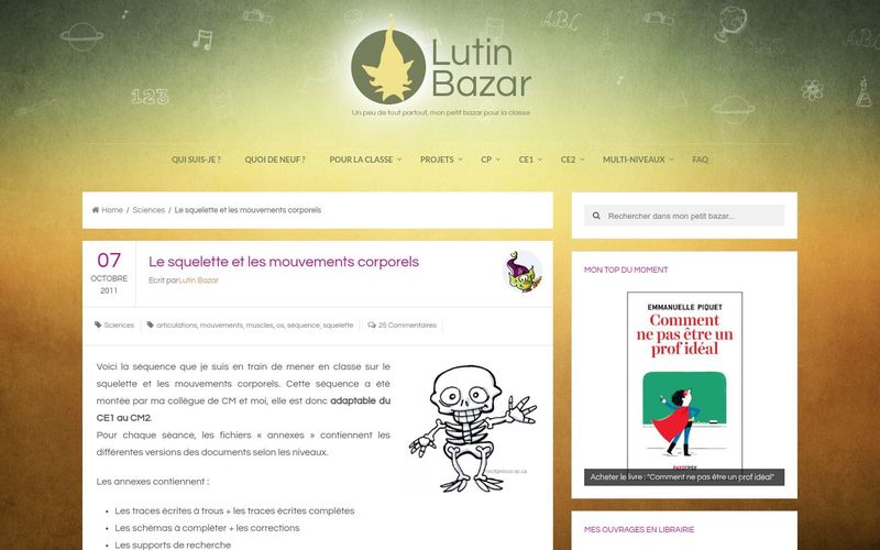 Lutin Bazar : Le squelette et les mouvements corporels